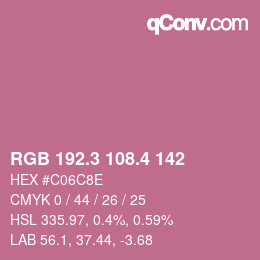 カラーコード: RGB 192.3 108.4 142 | qconv.com