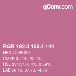 カラーコード: RGB 192.3 108.4 144 | qconv.com