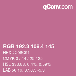 カラーコード: RGB 192.3 108.4 145 | qconv.com
