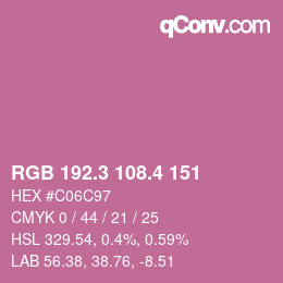 カラーコード: RGB 192.3 108.4 151 | qconv.com