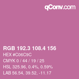 カラーコード: RGB 192.3 108.4 156 | qconv.com