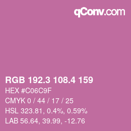 カラーコード: RGB 192.3 108.4 159 | qconv.com