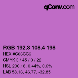 カラーコード: RGB 192.3 108.4 198 | qconv.com