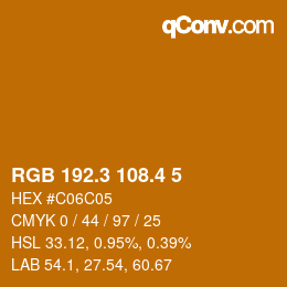 カラーコード: RGB 192.3 108.4 5 | qconv.com