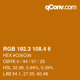 カラーコード: RGB 192.3 108.4 6 | qconv.com