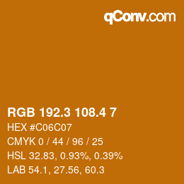 カラーコード: RGB 192.3 108.4 7 | qconv.com