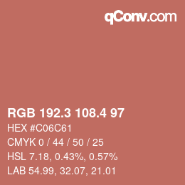 カラーコード: RGB 192.3 108.4 97 | qconv.com