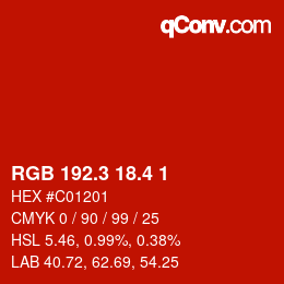カラーコード: RGB 192.3 18.4 1 | qconv.com