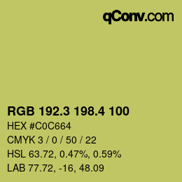 カラーコード: RGB 192.3 198.4 100 | qconv.com