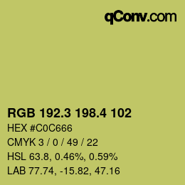 カラーコード: RGB 192.3 198.4 102 | qconv.com