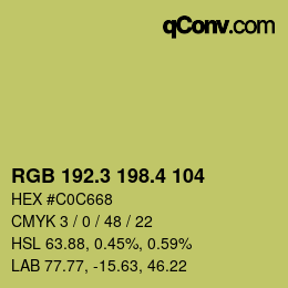 カラーコード: RGB 192.3 198.4 104 | qconv.com