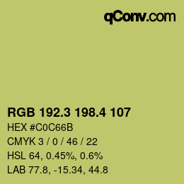カラーコード: RGB 192.3 198.4 107 | qconv.com