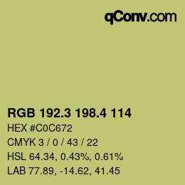 カラーコード: RGB 192.3 198.4 114 | qconv.com