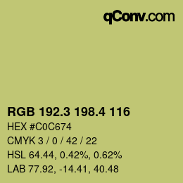 カラーコード: RGB 192.3 198.4 116 | qconv.com