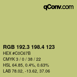 カラーコード: RGB 192.3 198.4 123 | qconv.com