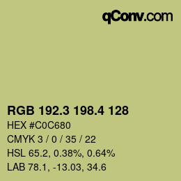 カラーコード: RGB 192.3 198.4 128 | qconv.com