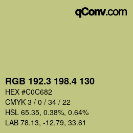 カラーコード: RGB 192.3 198.4 130 | qconv.com