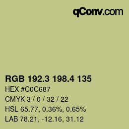 カラーコード: RGB 192.3 198.4 135 | qconv.com
