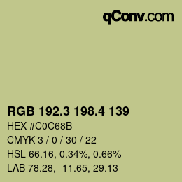 カラーコード: RGB 192.3 198.4 139 | qconv.com