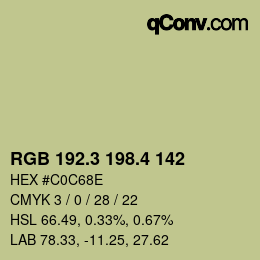 カラーコード: RGB 192.3 198.4 142 | qconv.com