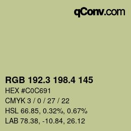 カラーコード: RGB 192.3 198.4 145 | qconv.com