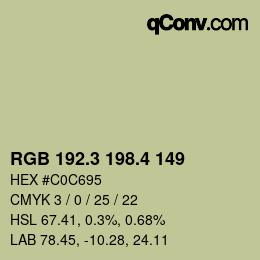 カラーコード: RGB 192.3 198.4 149 | qconv.com