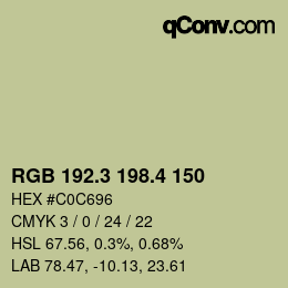 カラーコード: RGB 192.3 198.4 150 | qconv.com
