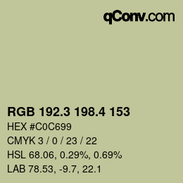 カラーコード: RGB 192.3 198.4 153 | qconv.com