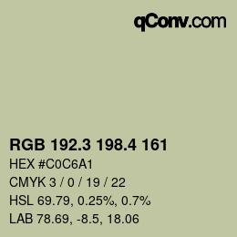 カラーコード: RGB 192.3 198.4 161 | qconv.com