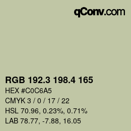 カラーコード: RGB 192.3 198.4 165 | qconv.com