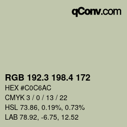カラーコード: RGB 192.3 198.4 172 | qconv.com