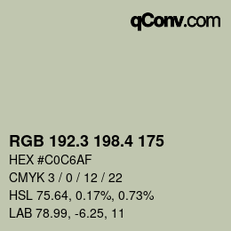 カラーコード: RGB 192.3 198.4 175 | qconv.com