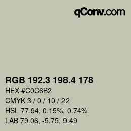 カラーコード: RGB 192.3 198.4 178 | qconv.com
