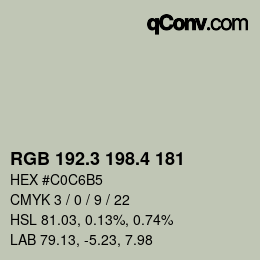 カラーコード: RGB 192.3 198.4 181 | qconv.com