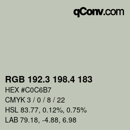 カラーコード: RGB 192.3 198.4 183 | qconv.com