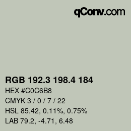 カラーコード: RGB 192.3 198.4 184 | qconv.com