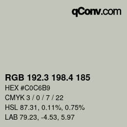 カラーコード: RGB 192.3 198.4 185 | qconv.com