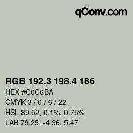 カラーコード: RGB 192.3 198.4 186 | qconv.com