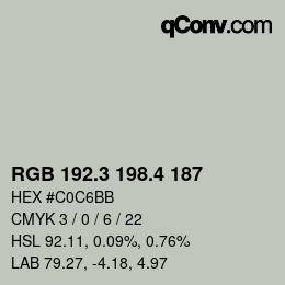 カラーコード: RGB 192.3 198.4 187 | qconv.com
