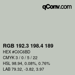カラーコード: RGB 192.3 198.4 189 | qconv.com