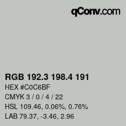カラーコード: RGB 192.3 198.4 191 | qconv.com