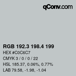 カラーコード: RGB 192.3 198.4 199 | qconv.com
