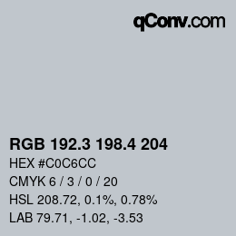 カラーコード: RGB 192.3 198.4 204 | qconv.com