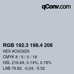 カラーコード: RGB 192.3 198.4 208 | qconv.com