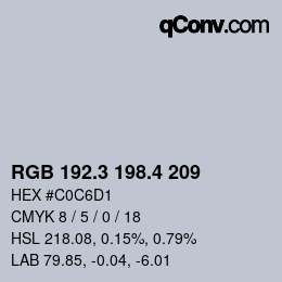 カラーコード: RGB 192.3 198.4 209 | qconv.com