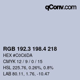 カラーコード: RGB 192.3 198.4 218 | qconv.com