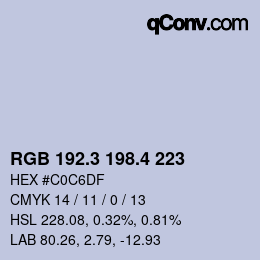 カラーコード: RGB 192.3 198.4 223 | qconv.com