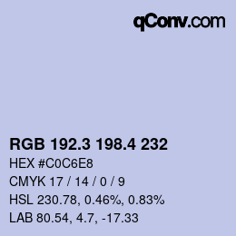 カラーコード: RGB 192.3 198.4 232 | qconv.com