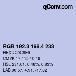カラーコード: RGB 192.3 198.4 233 | qconv.com