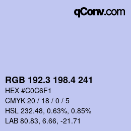 カラーコード: RGB 192.3 198.4 241 | qconv.com